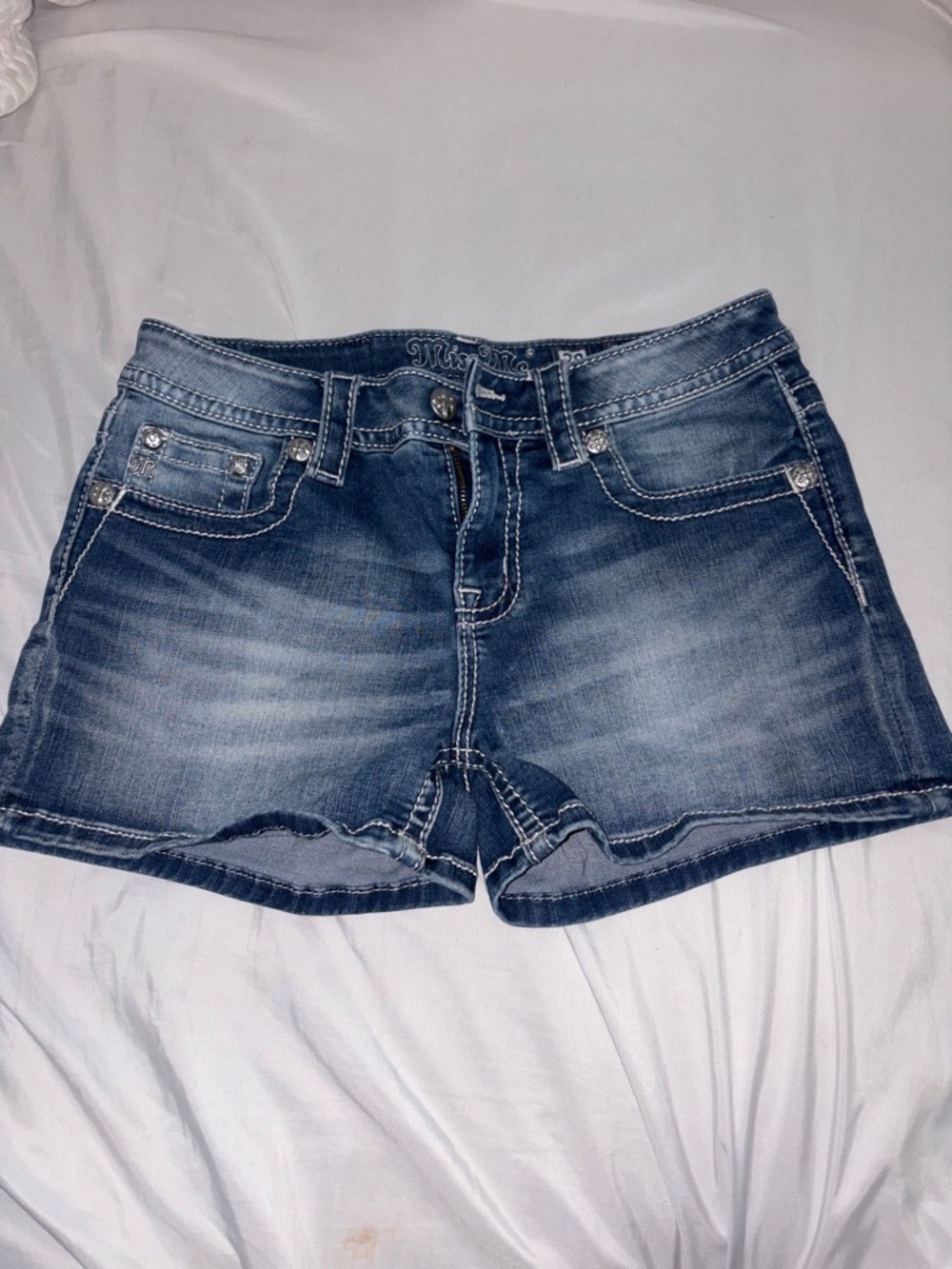Miss Me Faded Blue Denim Jean Shorts